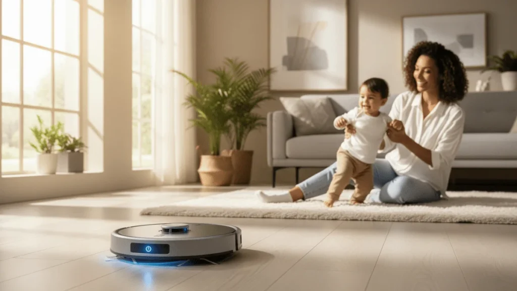 Best robotic vacuums for busy moms cleaning living room