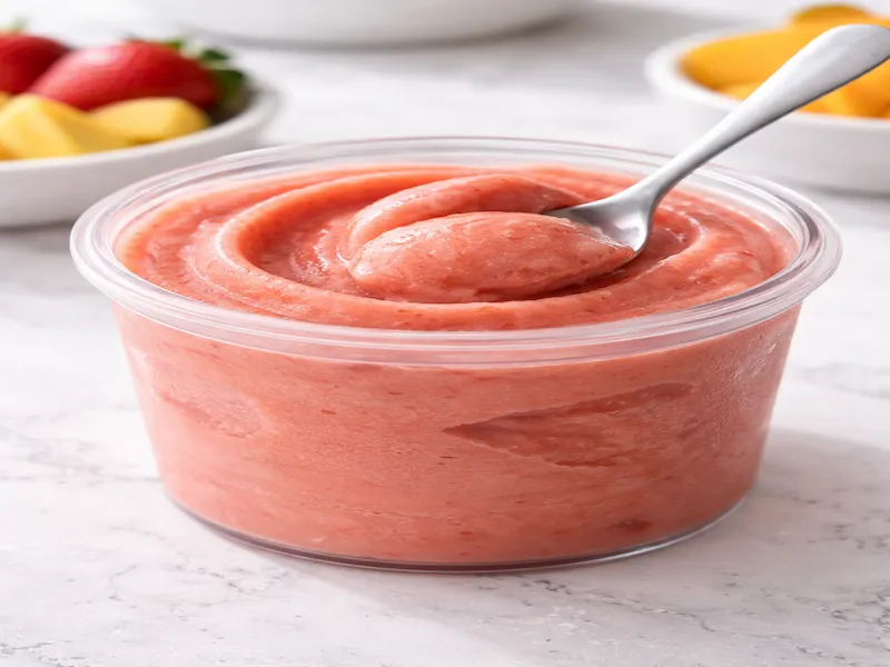 Ninja CREAMi healthy fruit sorbet texture - smooth and creamy result