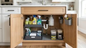 Modern under sink organizers for kitchen storage